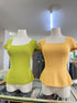 Knitted Square Neck BackTie Fitted Tops